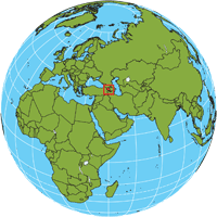 Globe showing location of Armenia