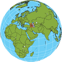 Globe showing location of Azerbaijan