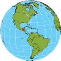 Globe showing location of Belize
