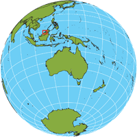 Globe showing location of Brunei