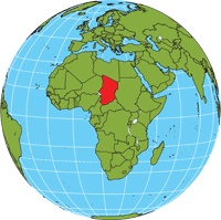 Globe showing location of Chad