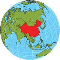 Globe showing location of China