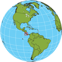 Globe showing location of Costa Rica