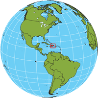 Globe showing location of Dominican Republic