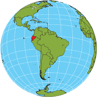 Globe showing location of Ecuador