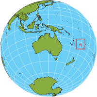 Globe showing location of Fiji