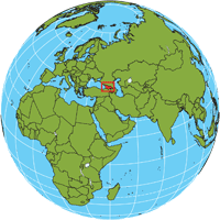 Globe showing location of Georgia