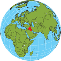 Globe showing location of Iraq