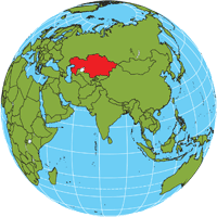 Globe showing location of Kazakhstan
