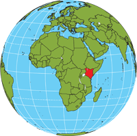 Globe showing location of Kenya