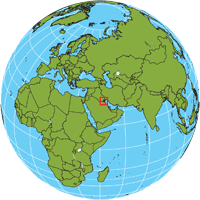 Globe showing location of Kuwait