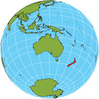 Globe showing location of New Zealand