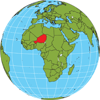 Globe showing location of Niger