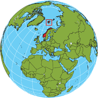 Globe showing location of Norway