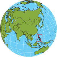 Globe showing location of Philippines