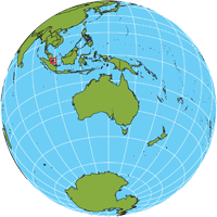 Globe showing location of Singapore