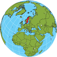 Globe showing location of Sweden