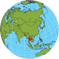 Globe showing location of Thailand