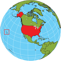 Globe showing location of United States