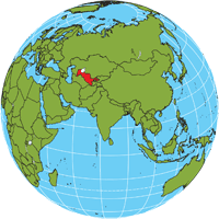 Globe showing location of Uzbekistan